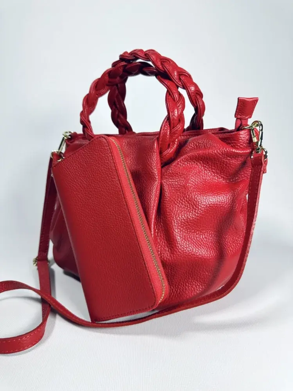 Женский красный кошелек на молнии