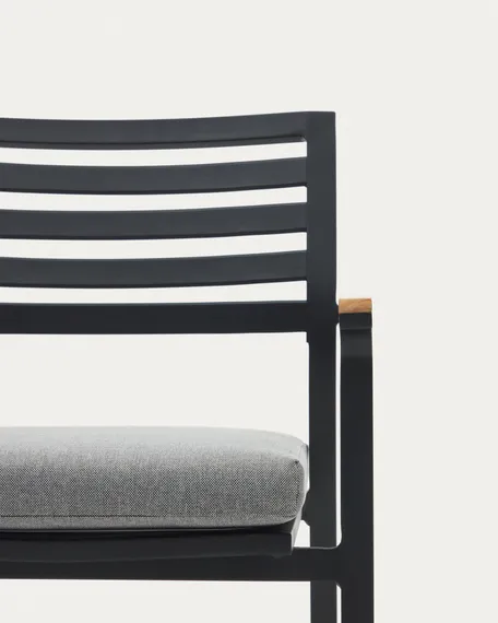 Bona Уличный стул из алюминия в черной отделке и массива тикового дерева