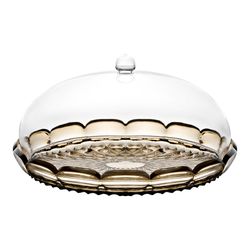 Блюдо сервировочное с крышкой Vanity, Ø30 см, коричневое