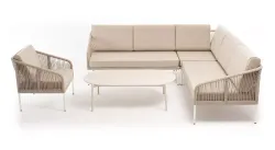 "Канны" модульная угловая лаунж-зона из роупа (веревки) со столом "Диего" (молочный), цвет бежевый
