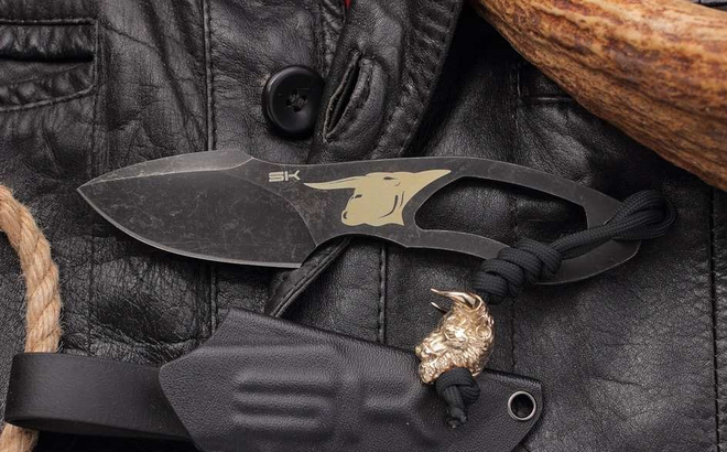 Скелетный нож Bull black stonewashed