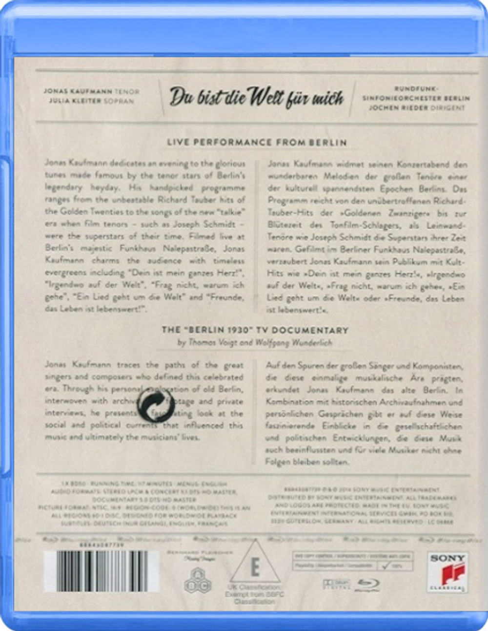 Jonas Kaufmann / Du Bist Die Welt Bur Wich (Blu-ray)