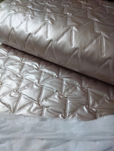 Стежка (курточная/термостежка/под "кожу"). Принт- Галочки, пудра