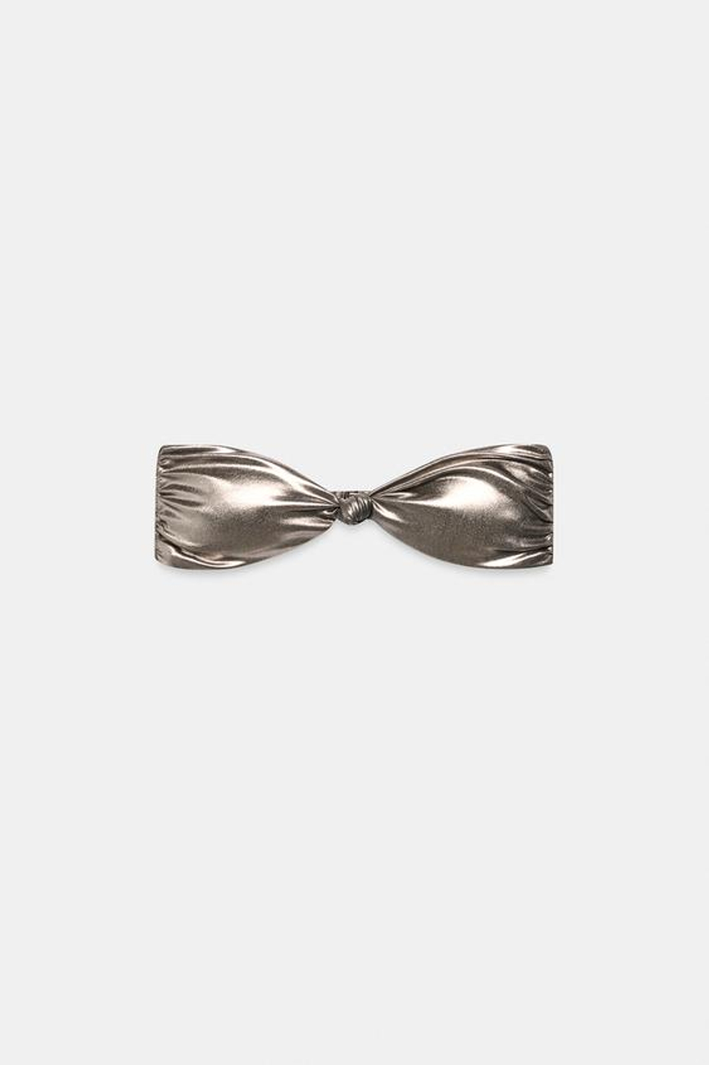 ZARA МЕТАЛЛИЗИРОВАННЫЙ ТОП-БИКИНИ БАНДО, ТЕМНОЕ СЕРЕБРО
