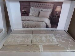 Постельное белье EMPERIUM бежевый лен жаккард  deluxe TIVOLYO HOME Турция