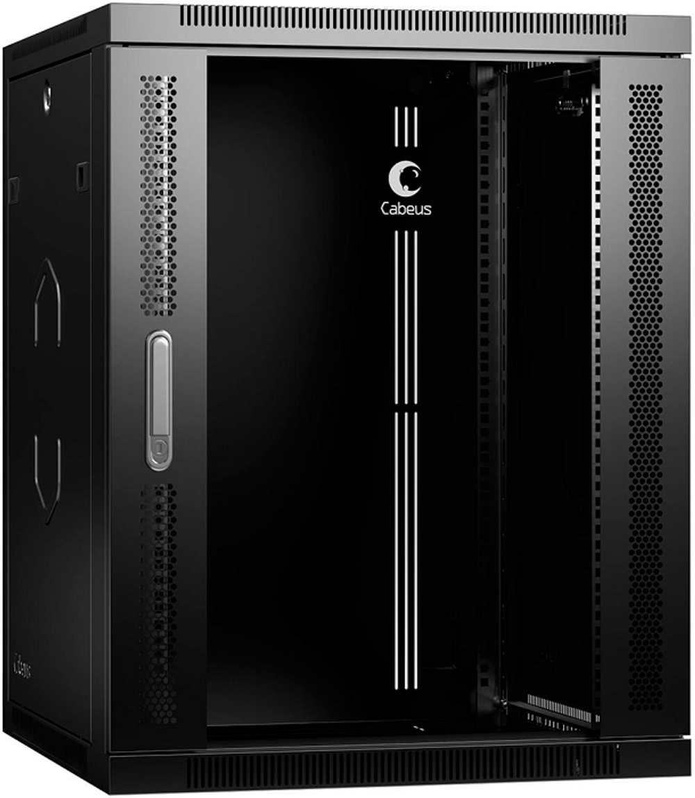 Шкаф настенный 19", 15U Cabeus SH-05F-15U60/35-R-BK