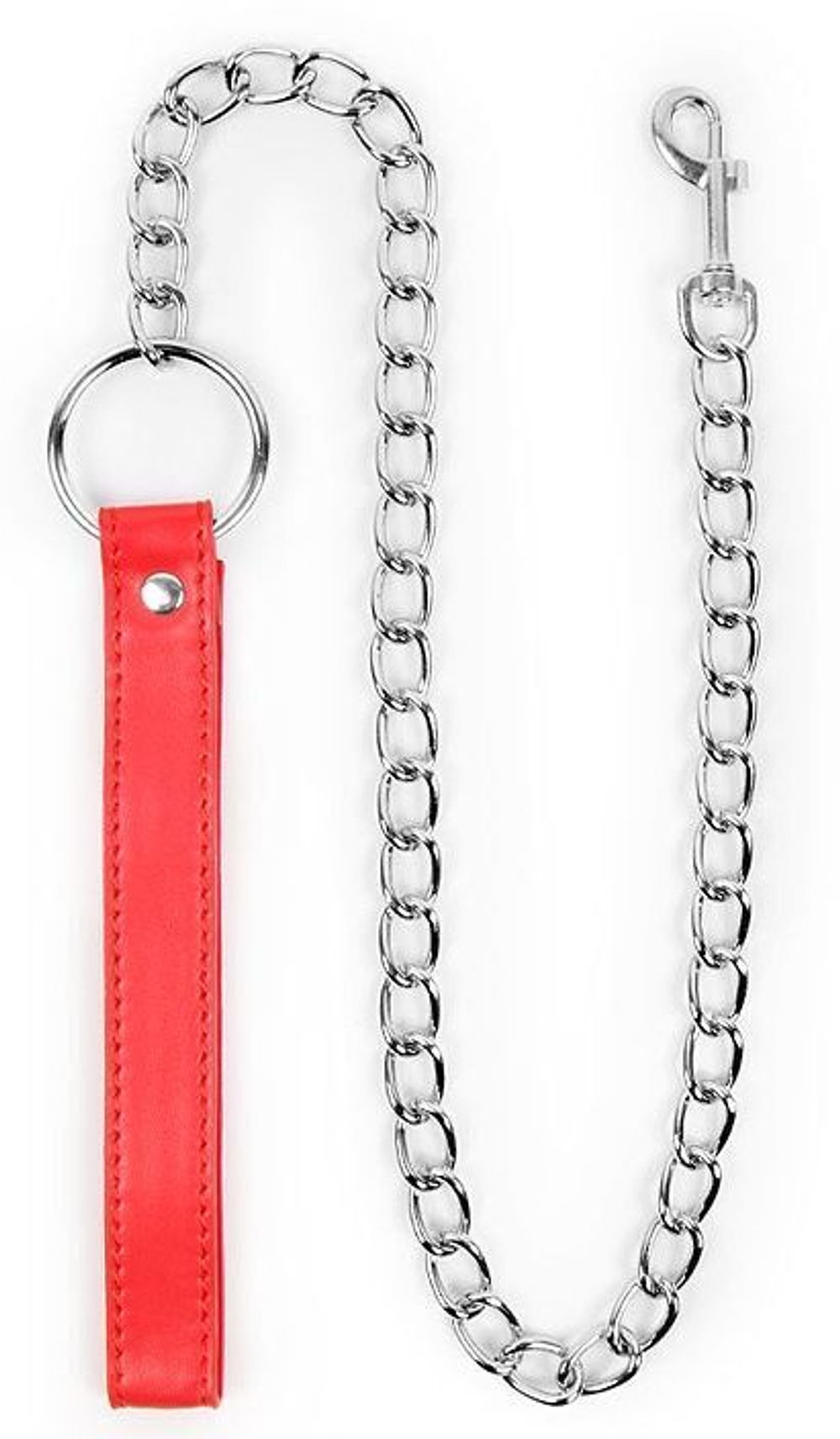 Металлический поводок для ошейника с красной ручкой - 77 см. (Цвет: красный)