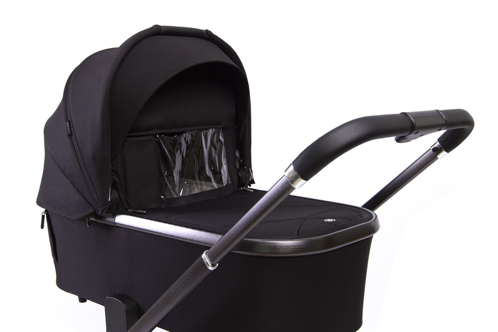 Коляска детская Peppy Monaco 2 в 1 GP Black (черный), рама темносерая, шлифованный алюминий