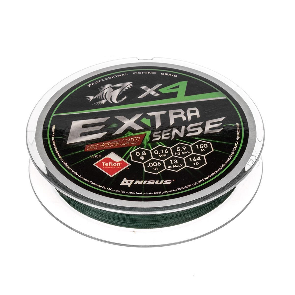 Шнур Extrasense X4 PE Green 150m   0.8/13LB 0.16mm (N-ES-X4-0.8/13LB) NISUS