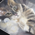 Картина авторская акварельная в паспарту 30х40 см на стену для интерьера "Кисюня"