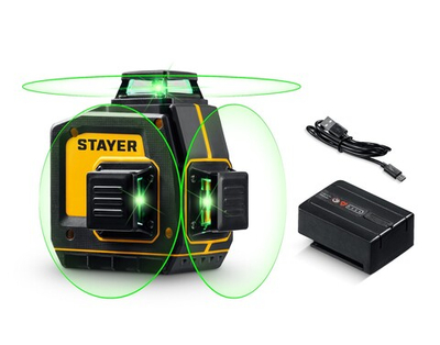 STAYER SL-3D, 50м, точн. +/-0,5 мм/м, зеленый лазерный нивелир (34963)