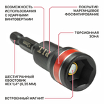 Бита ударная с торцевой головкой магнитная P.I.T. 65x12 мм, IMPACT, торсионная зона (ASDR06-0012)