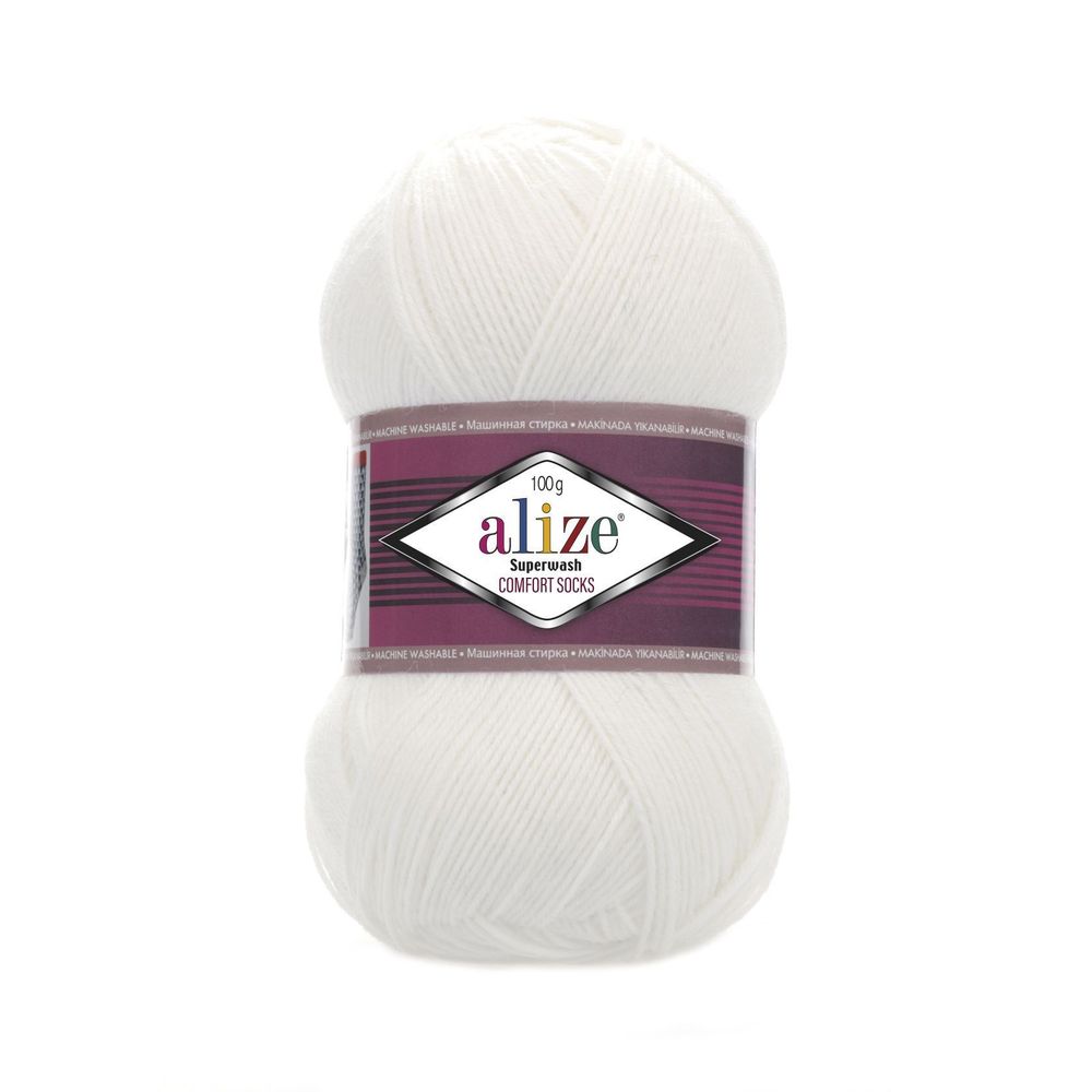 ALIZE &quot;SUPERWASH COMFORT&quot;, 75% шерсть, 25% п/а, 100 гр, 420 м, Белый