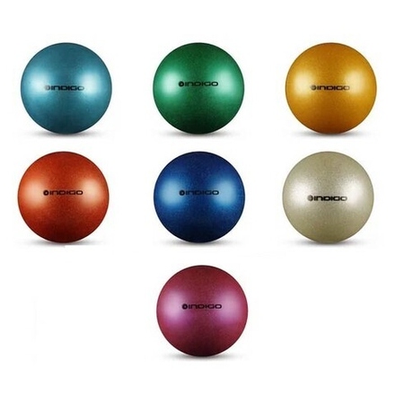 Мяч для художественной гимнастики INDIGO металлик с блестками 400 г, 19 см