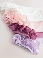 Носки хлопковые с рюшами для девочки Next AT4-449, 4 шт., Розовый, Белый, Сиреневый