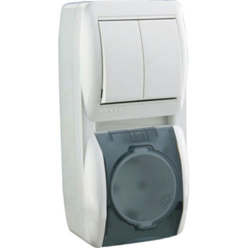 NATA 710 0200 173 Выкл 2 кл+роз 10А кр бел о/у верт