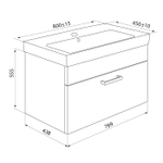 Тумба с умывальником IDDIS New Mirro, 80 см, подвесная, белая, NMIR80Wi95K