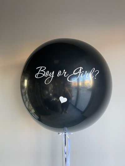 Черный гендерный шар с индивидуальной надписью