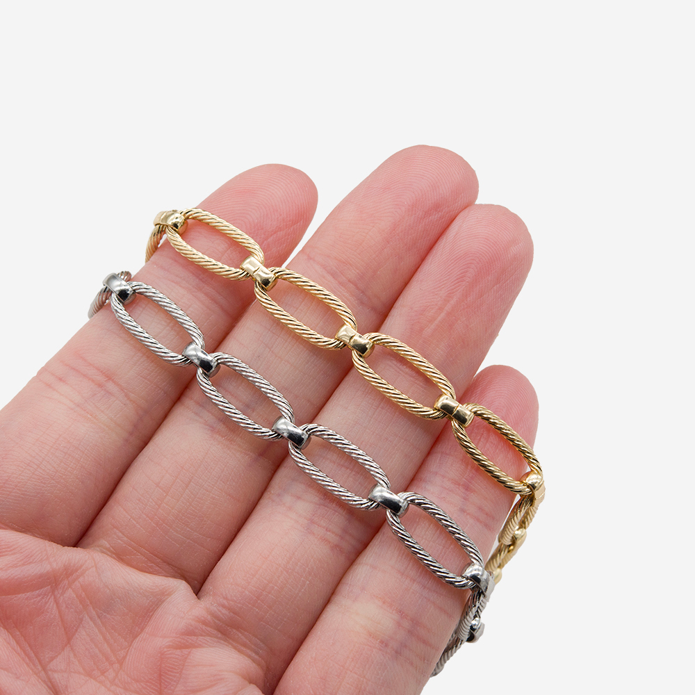 Цепь "Кармен" с рифлением, звено 6,7*14,6мм, позолота