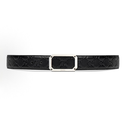 Кожаный ремень Gucci Black Signature Leather Belt