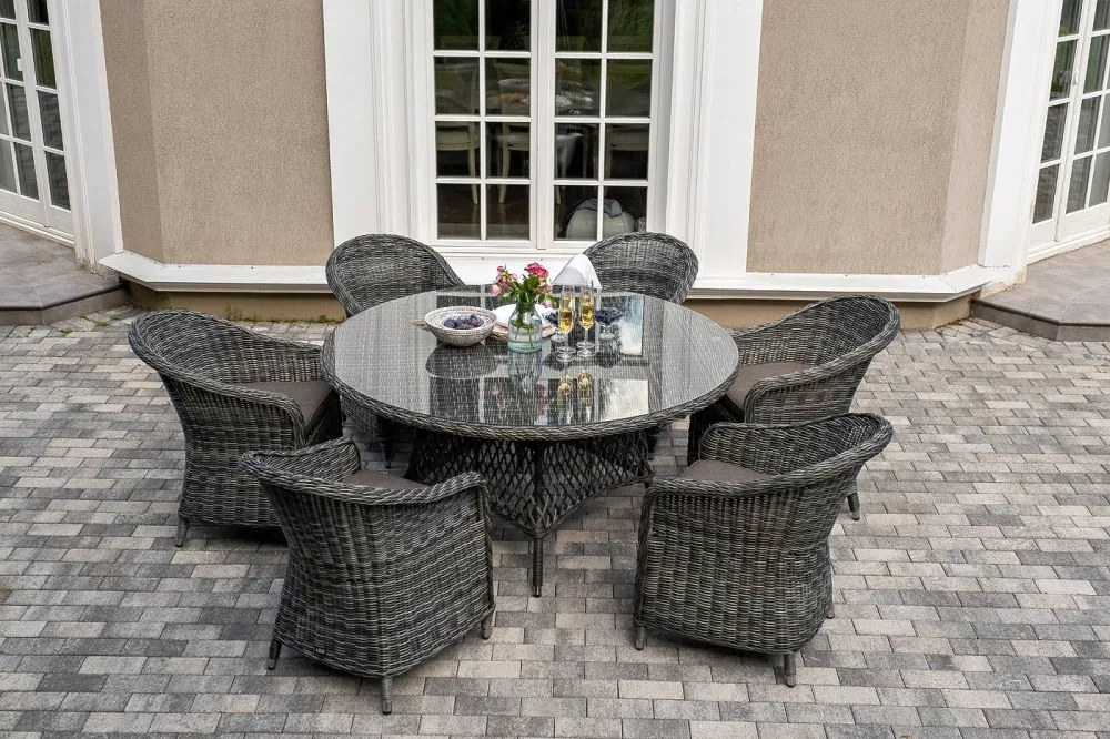 "Эспрессо–150 R" обеденная группа плетеная, цвет графит