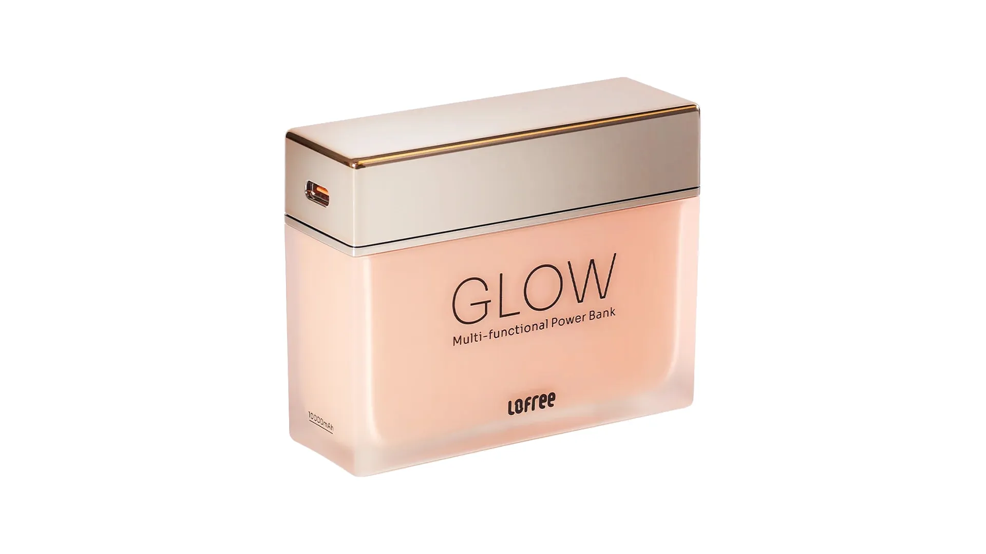 Lofree Glow Power Bank 10K Peach Dawn — фото под углом на белом фоне