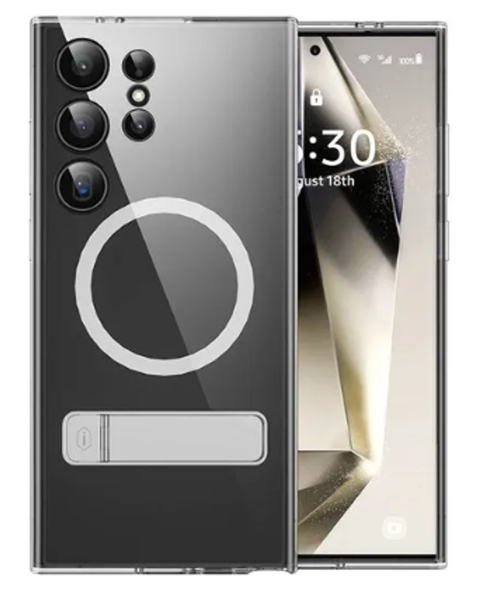 Чехол-накладка Wiwu Magsafe для Samsung Galaxy S24 пластиковый с подставкой (прозрачный)