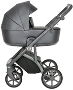 Детская коляска Roan Bass Next Кожа 3 в 1 с автокреслом Tutis Elo Lux EduSky Black RN083/1 Graphite Pearl