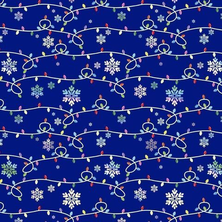 Упаковочная бумага (0,7*1 м) Новогодняя гирлянда, Синий, 1 шт.