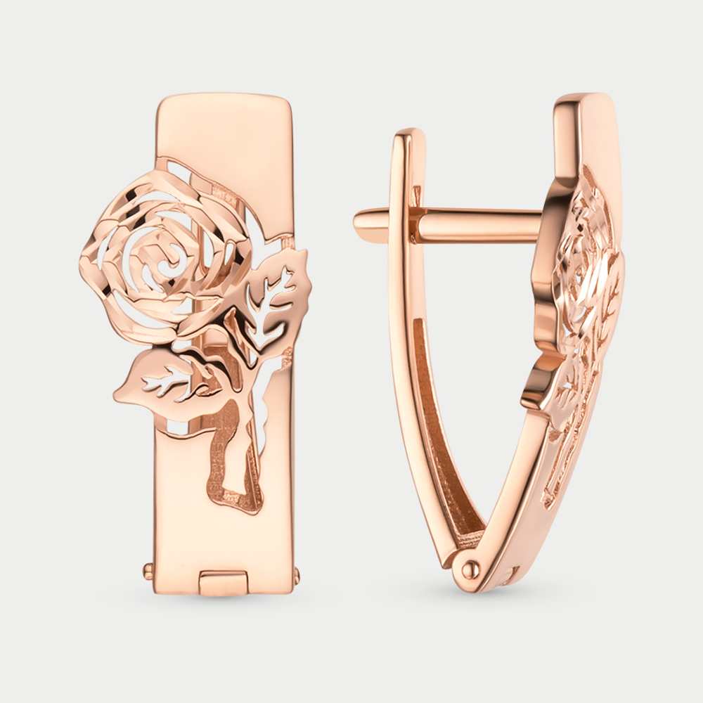 Серьги женские без вставок из розового золота 585 пробы (арт. АСд798-3407)