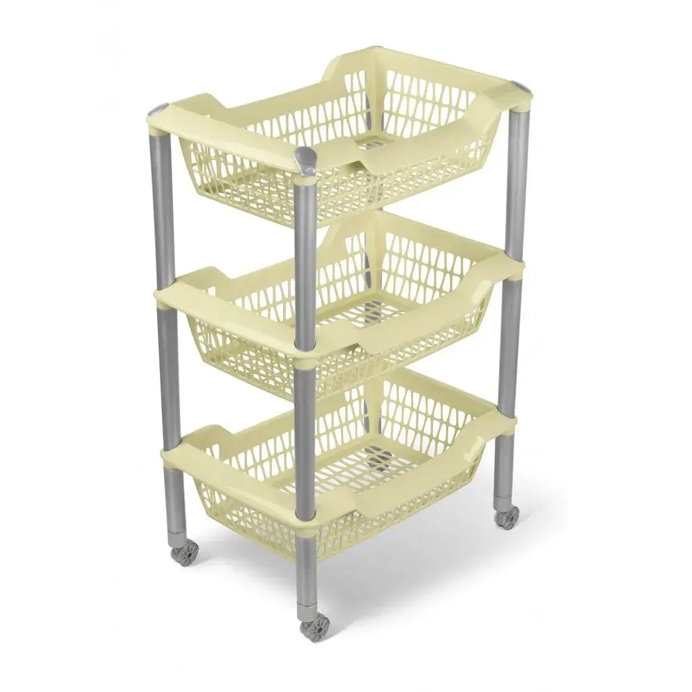 Этажерка универсальная Джета 3 корзины на колесиках слоновая кость С735С (комплект 4 шт)