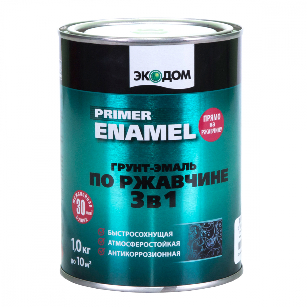 ГРУНТ- ЭМАЛЬ ПО РЖАВЧИНЕ ЭКОДОМ 3В1 СЕРЫЙ 1КГ