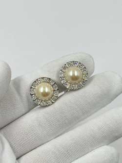 Клипсы с «жемчугом» и кристаллами