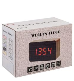 ЯЛ-07-05/ 8 Часы электронные сред. (черное дерево с синей подсветкой)