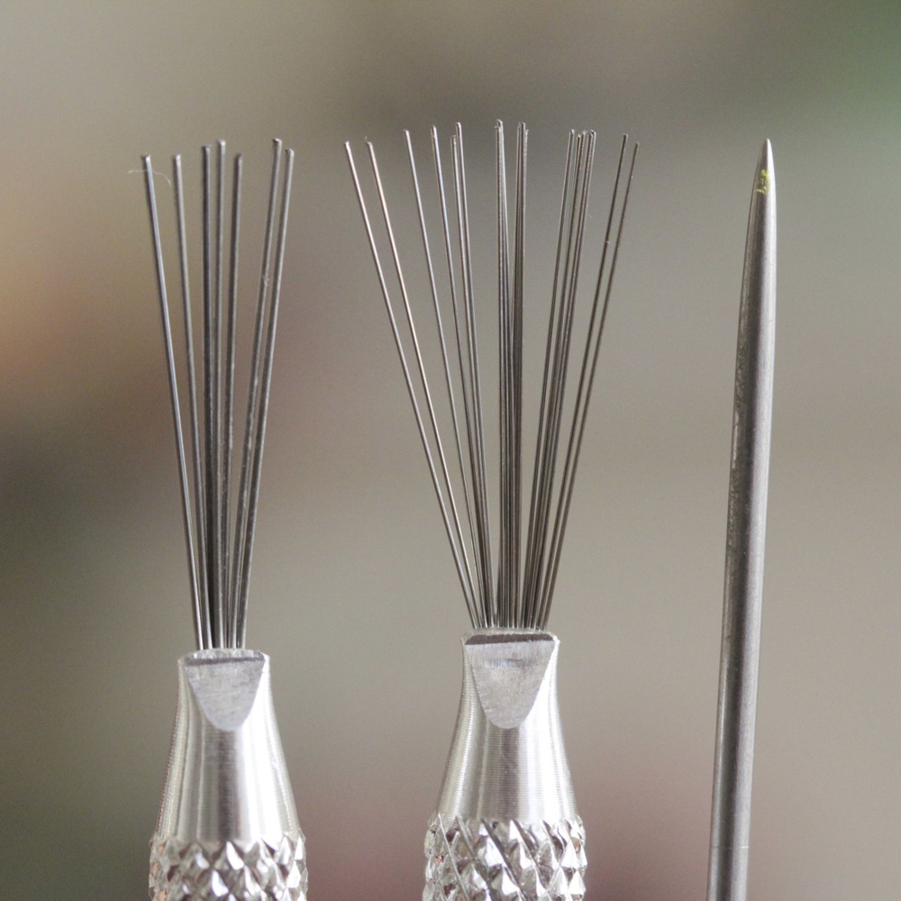 Набор инструментов металлические стеки для лепки "Набор три предмета: 2 текстурные кисти и шило"Кисть текстурная металлическая / стек для лепки