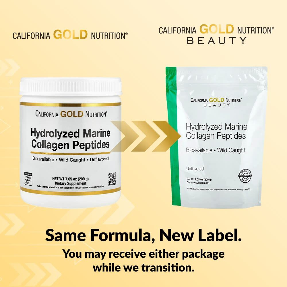 California Gold Nutrition, гидролизованные пептиды морского коллагена, без добавок, 200 г (7,05 унции)