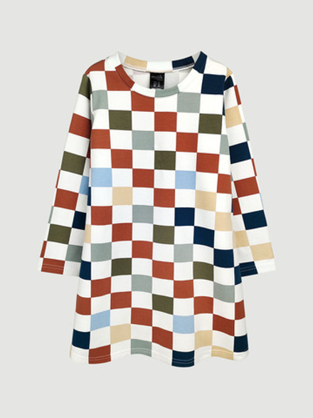 Платье трапеция Mjölk Шахматы, с длинным рукавом