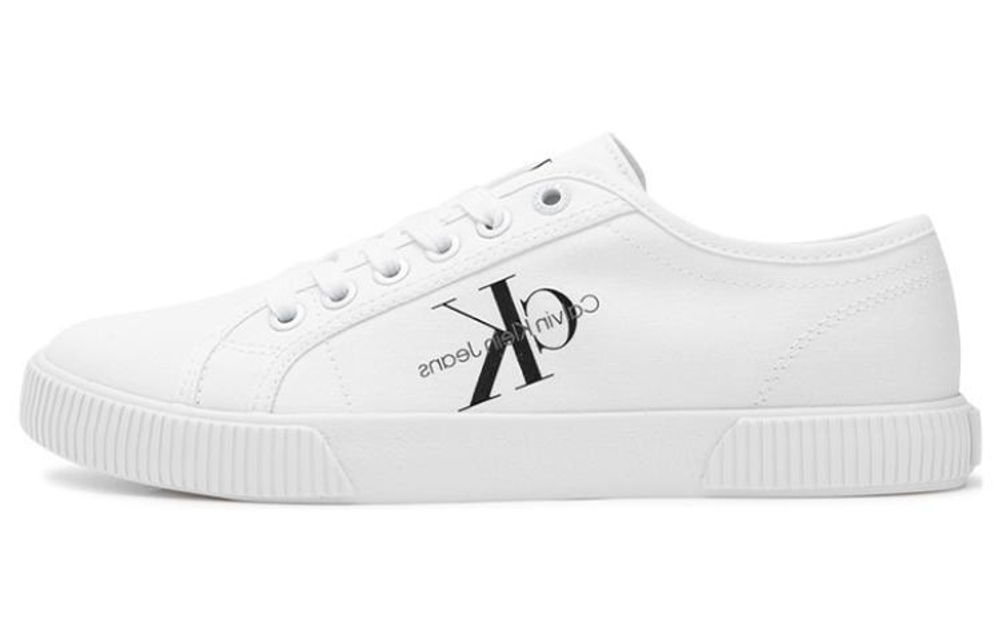 CALVIN KLEIN fabric fashion round head lace-up low-top sneakers women's white