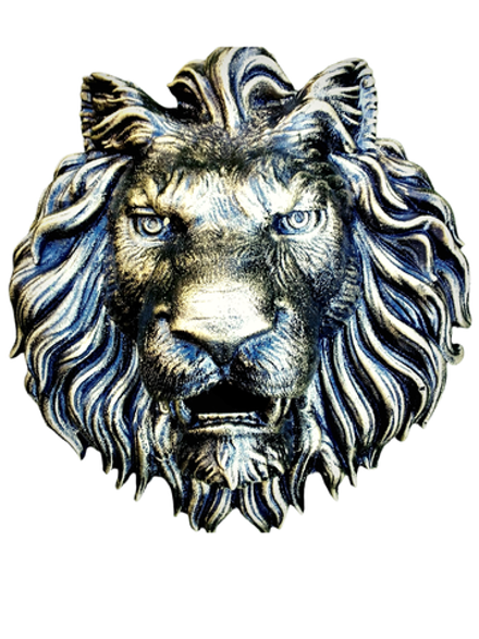 Кованый элемент Лев литой, патина золотая бронза 45х42 (15 см), вес 7 кг. Ручная работа