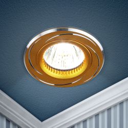 KL34 AL/GD Светильник ЭРА алюминиевый MR16,12V/220V, 50W золото/хром | Алюминиевые встраиваемые светильники