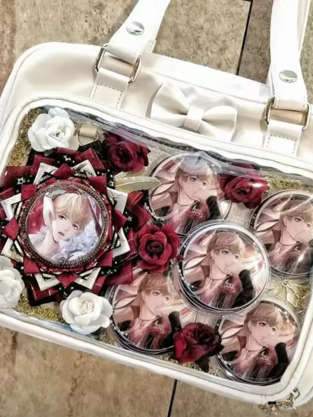 Сумка через плечо с прозрачным окошком розовый бант