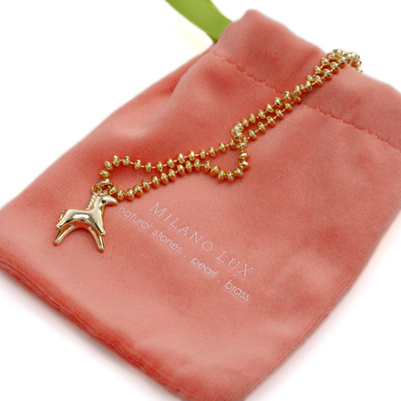 Латунная цепочка с Дымковской игрушкой Лошадка, gold