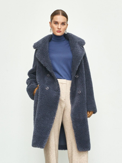 Шуба женская чебурашка тедди экомех, графитовая, SilverFox (арт. 1188-101)