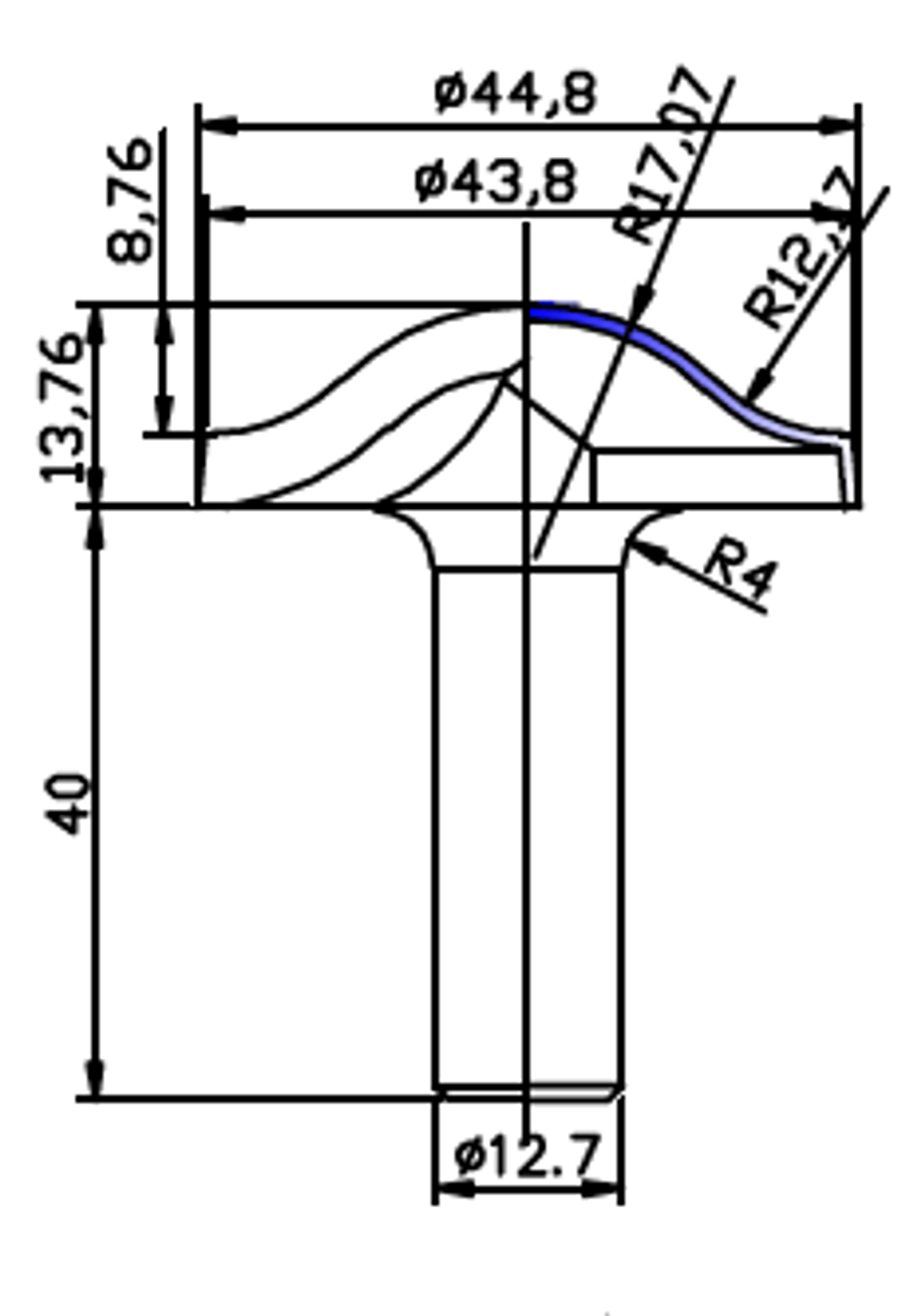 PCD профильная фреза D.44.8x13.76 42x40 Z2