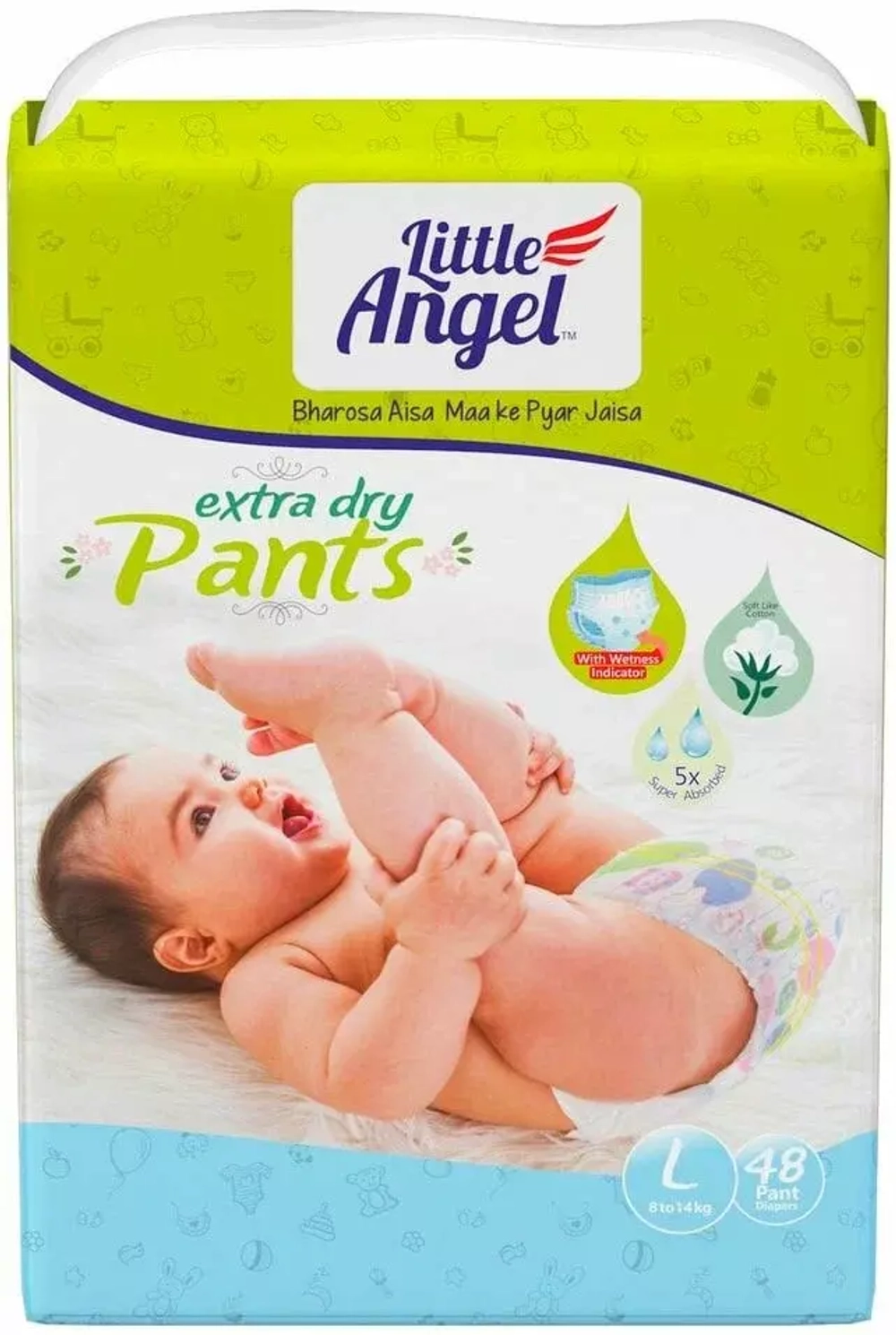 Подгузники-трусики детские Little Angel Extra Dry, 4/L (8-14 кг), обьем талии 37-51 см.