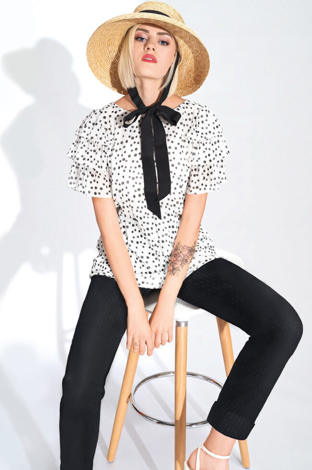 22067 Блузка женская (принт "горох")