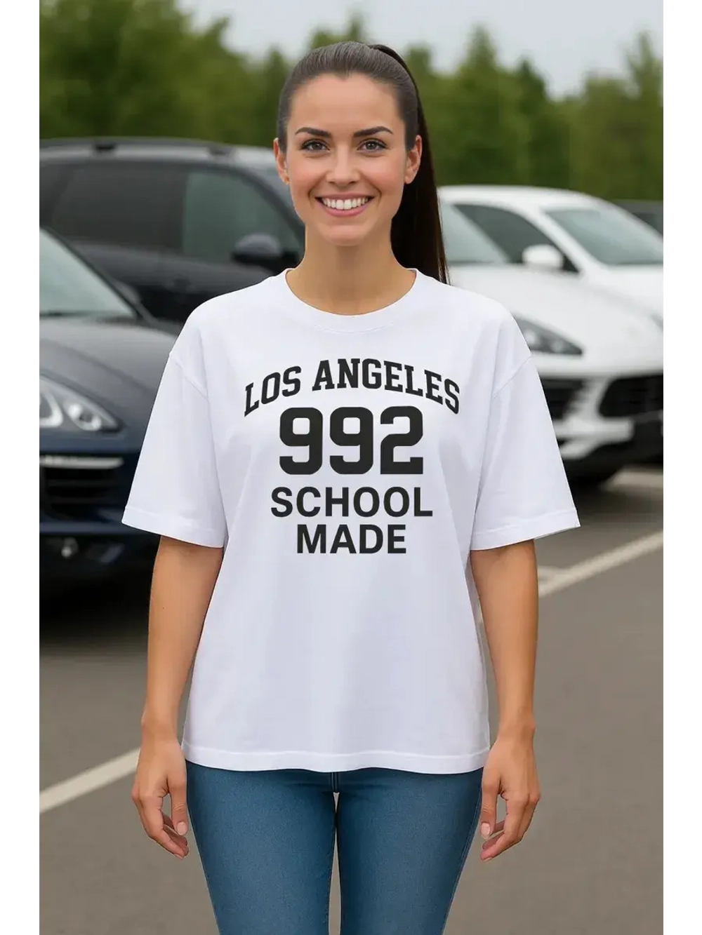 Футболка больших размеров с принтом Los Angeles
