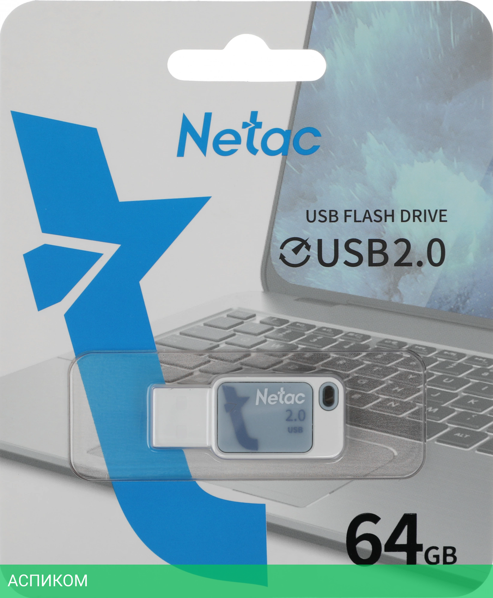 USB Flash-накопитель Netac UA31 64GB USB2.0 синий (NT03UA31N-064G-20BL)