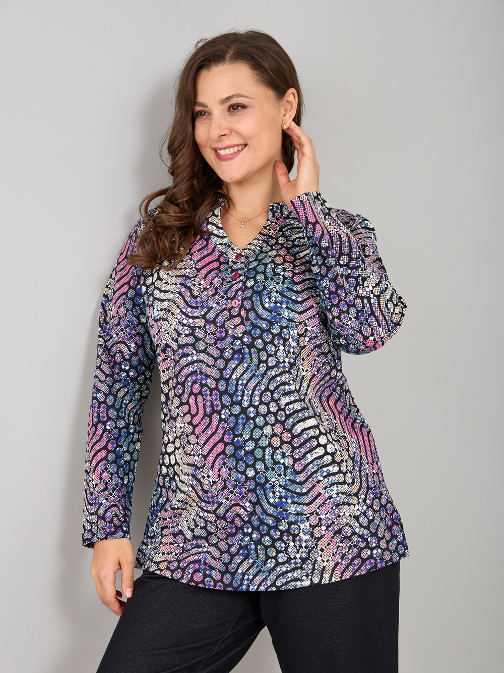 Блузка БЛ-22/тсиний-хамелеон