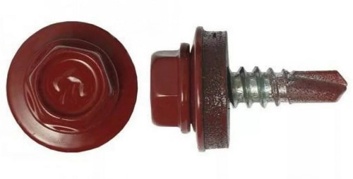 Саморез кровельный 5.5х19 RAL 3005 красн. со сверлом
